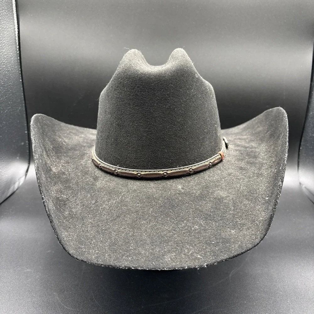 Cavenders 3X Cowboy Collection Black Premium Wool Felt Cowboy Hat Size 7 1/8